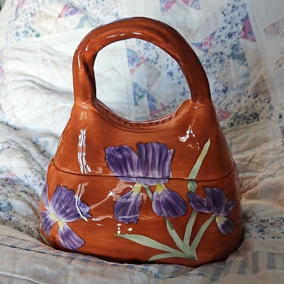 Handcrafted Floral Orange and Purple Women Bag - Picture 2 of 3
